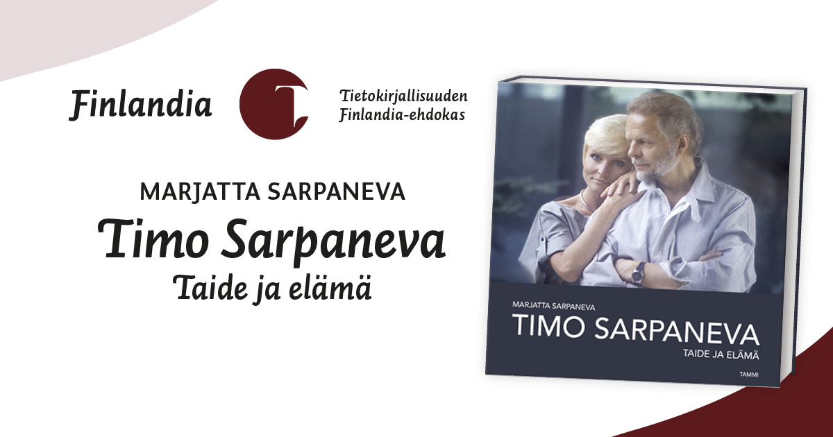 TammiKirjat's tweet photo. Marjatta Sarpanevan kirja Timo Sarpaneva – taide ja elämä Tietokirjallisuuden Finlandia-ehdokkaana! #Finlandiapalkinnot #TietokirjallisuudenFinlandiaehdokas #MarjattaSarpaneva #TimoSarpaneva https://t.co/xaGRC7dAso