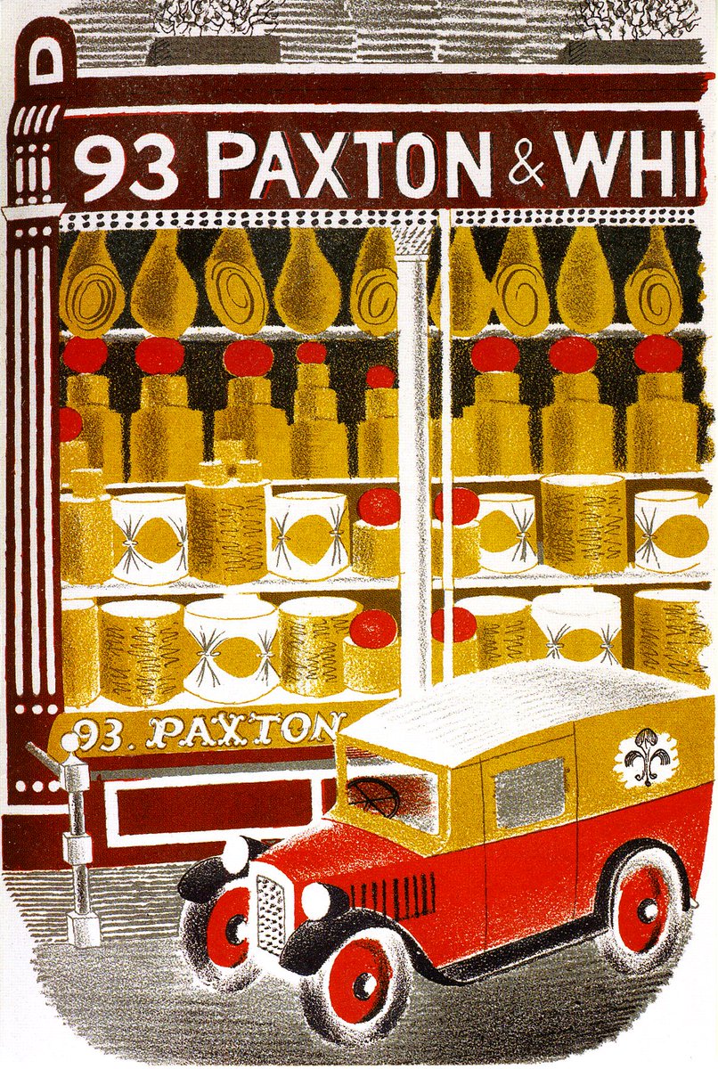 starbie99's tweet photo. stretching #ShopArtWeekend to its limit I know, @GrimArtGroup, but I kept meaning to submit 'Cheesemonger' by one of my favourite artists, Eric Ravilious, from 'High Street' 1938 https://t.co/HpnIzF6ZEu