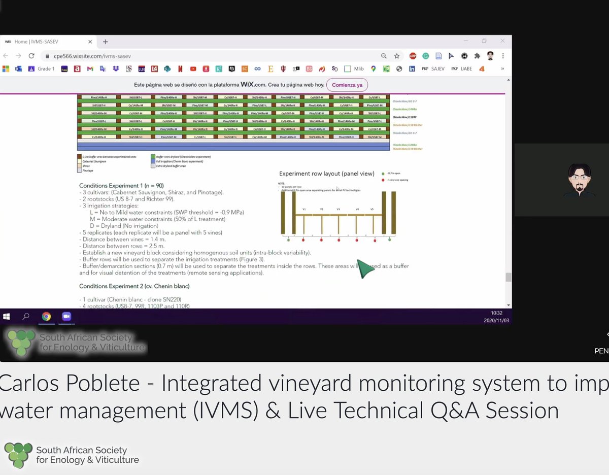 SViticulture's tweet photo. Carlos Poblete of @StellenboschUni delivers an insightful session on Integrated Vineyard Monitoring System to improve water management (IVMS) at the #sasev #virtual conference.
#sasev #viticulture #vineandwine #enology https://t.co/nnDbhE9EgQ