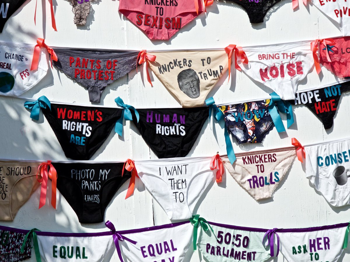 thegobbledegook's tweet photo. America - PLEASE. Don’t vote for Trump. #PantsOfProtest #KnickersToTrump https://t.co/SomOm84X3n