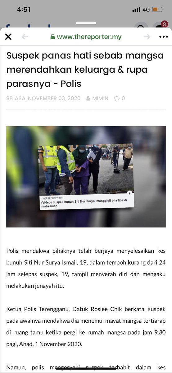 Suspect dah mengaku dia bunuh,suspect cerita dia takleh control marah lps mangsa menganjing dia,cakap gemuk+takde duit,masa tu mgsa tgh jahit seluar so memang pisau dah ada,dia ambik pisau & tikam leher+toreh muka,multiple stabbing sebab geram