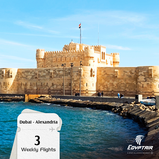 EGYPTAIR's tweet photo. Fly #EGYPTAIR 3 weekly flights from Dubai to Alexandria.
Book online: https://t.co/FIhPtJ4yzj 
#BackToTheSky https://t.co/FHHFpZtNoa