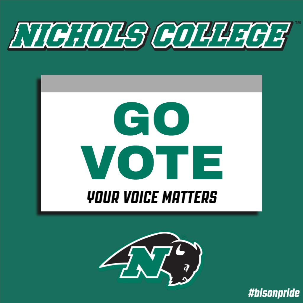 ncbison's tweet photo. #bisonvote #bisonpride #vote2020 #election2020 #rockthevote #yourvotematters #vote #election #bethechange #bethechangeyouwanttosee @Nichols_College @CCC_Sports #NCAA https://t.co/809iMsleFq