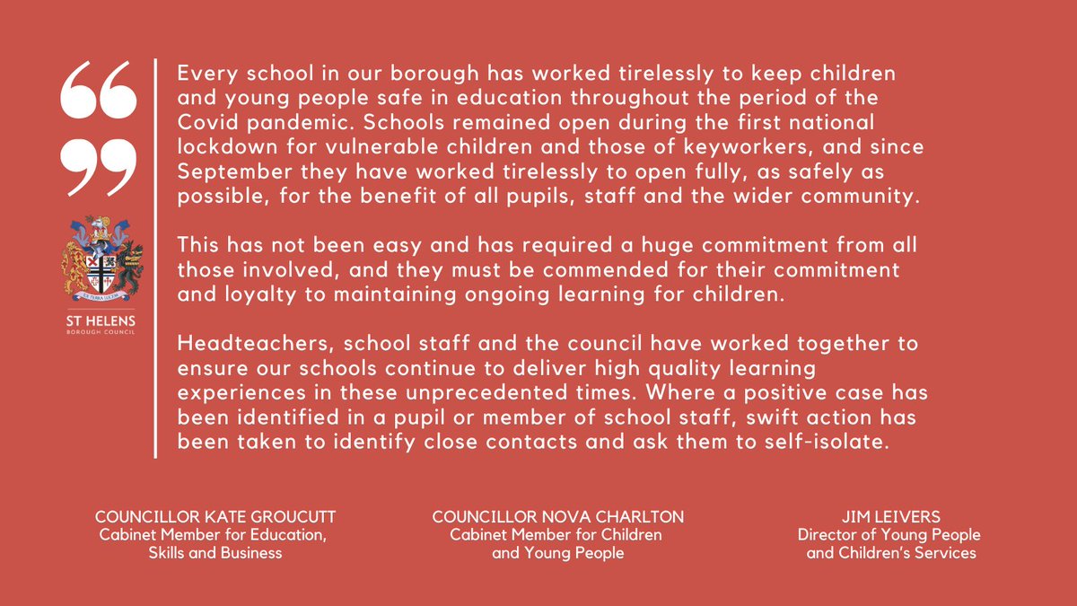sthelenscouncil's tweet photo. An open letter to all pupils, parents and carers, teachers, school staff, and governors in St Helens Borough 🔽

#StHelensTogether https://t.co/yMMAPuByXN