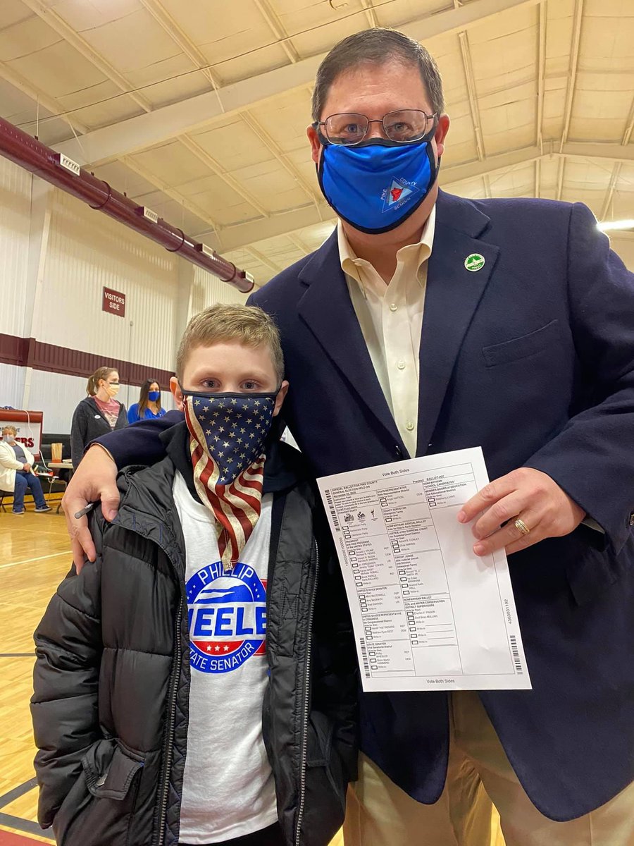 I have the great privilege of voting this morning with my best buddy! I hope everyone else gets out to vote today as well!￼ #WheelerForSenate
