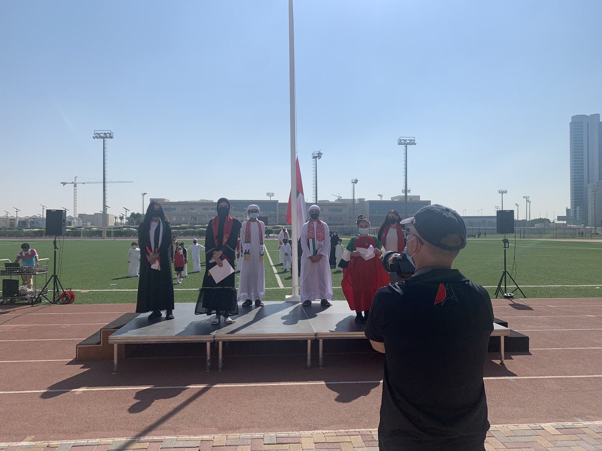 nohabish's tweet photo. Couldn’t be more proud of our beautiful &amp; socially distanced #uaeflagday2020 celebration led by our Emirati students #ZayedCrew 🇦🇪❤️ Our whole school community got to enjoy it &amp; join us in celebrating this honourable occasion via #YouTubeLive ! #VirtualAssembly @KHDA @GEMS_ME https://t.co/QSRIaWUgrk