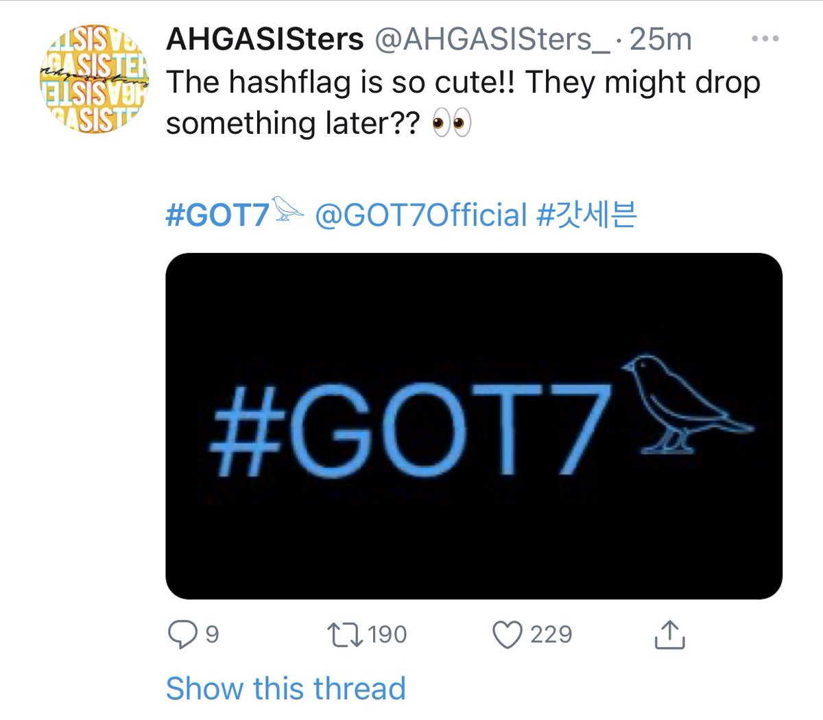 defswangg's tweet photo. Not @ ahgases actually thinking #GOT7𓅪 is the official hashtag and it turns out we’re all a bunch of 🤡 https://t.co/EIsEv07oli