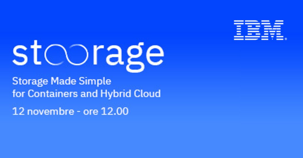Come semplificare l'infrastruttura storage per containers e #HybridCloud? 
Scopri gli ultimi annunci #IBMstorage il 12 novembre 
#storagemadesimple
Partecipa al webinar "Storage Made Simple for Containers and Hybrid Cloud"

-> ibm.co/35WNwRJ