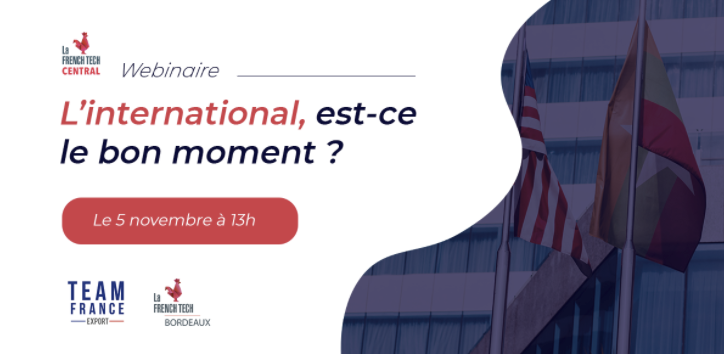 FrenchTechBdx's tweet photo. 📢 Plus que 2 jours pour vous inscrire au #webinaire organisé par #TeamFranceExport et la #FrenchTech #Bordeaux ☝

Faites un point sur la situation à l’#international et les mesures du #PlanRelanceExport 🌎

📅 5 nov  🕘 13h
S'inscrire 👉 https://t.co/TOwYCFQBmw https://t.co/Kwb9BUNKiV
