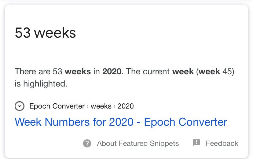DeathWishCoffee's tweet photo. 2020 having 53 weeks is the least shocking thing of all time. https://t.co/1Z653MN7Gk