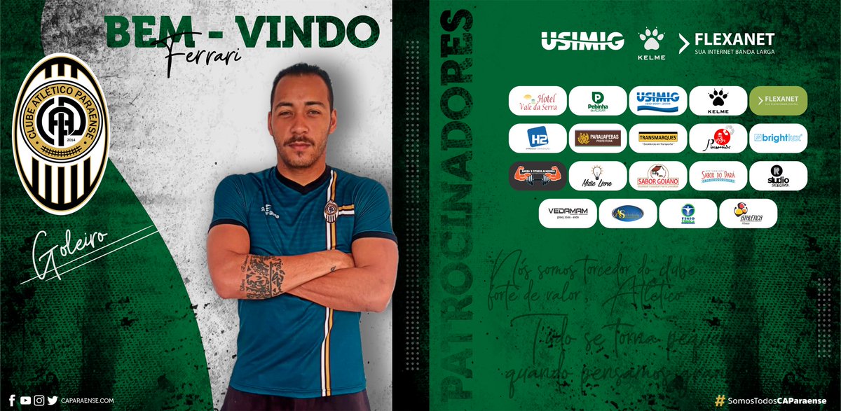 CAParaense's tweet photo. O goleiro Deivisson Axel mas conhecido como "Ferrari" é o mais novo reforço do Tricolor do Norte para temporada de 2020.
Ferrari chega com passagens por Brasiliense, Grêmio Osasco e últimamente estava no Rio Branco do Acre.

Seja bem vindo Ferrari! https://t.co/IgGaKbqWGM