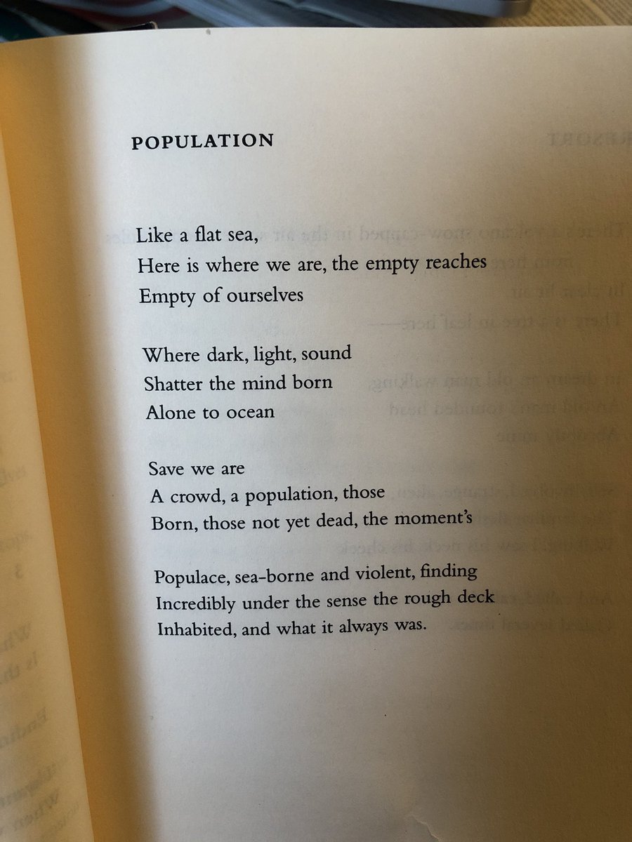 George Oppen. “Save we are / A crowd, a population, those / Born, those not yet dead, the moment’s // Populace”