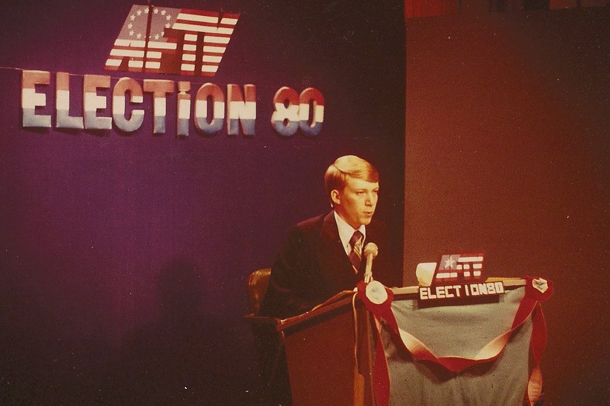 rstanleyNews's tweet photo. From a small studio in Crete, Greece. Covering my 1st election on American Forces TV in USAF. Also 1st time to vote (I was 21). Today, 11th (and final) election of my career. That young kid was living a dream. #ElectionDayMemories #AFRTS https://t.co/KjvT7zj8ey