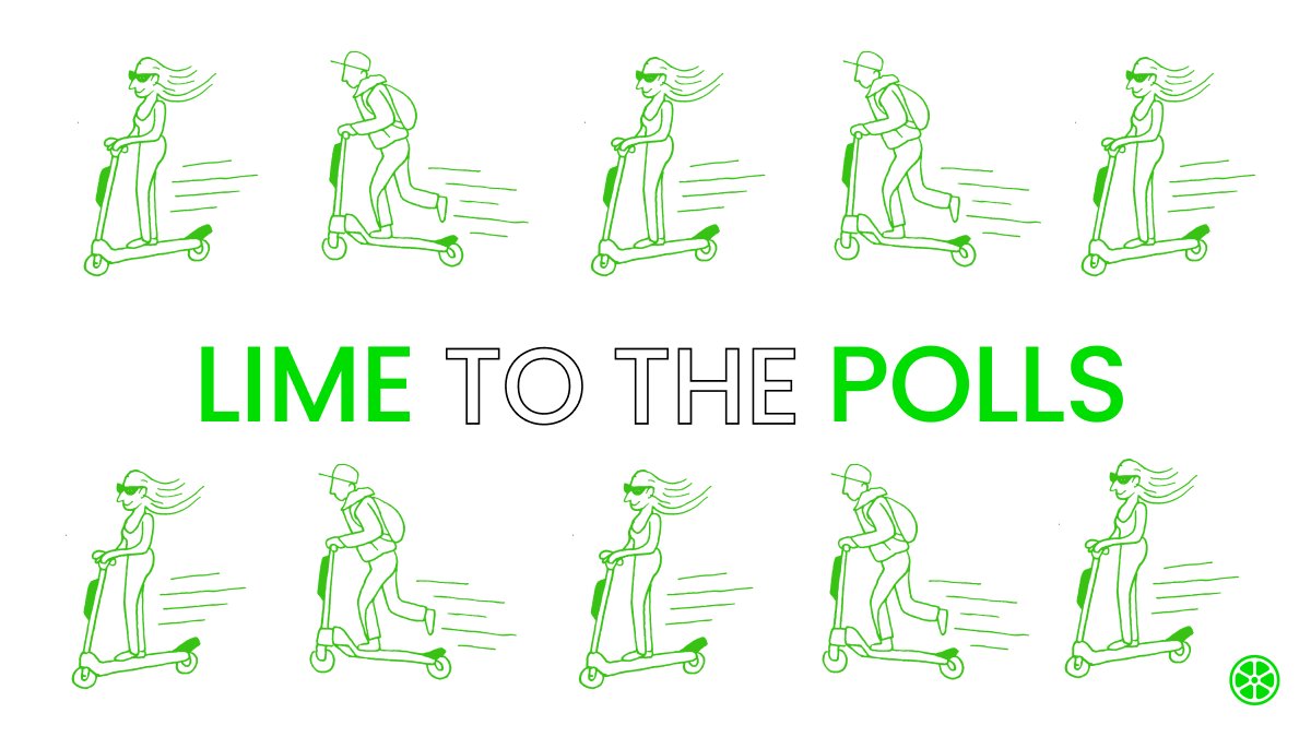 SafeMobilityATX's tweet photo. It’s #ElectionDay! Lack of access to transportation should never prevent anyone from casting their vote today. Prop B supporter, @Lime is giving free e-scooter + e-bike rides to and from the polls with code LIMETOPOLLS2020! #LimeToThePolls #yesonBatx
https://t.co/BTjCecklKX https://t.co/ZXNMajrS02