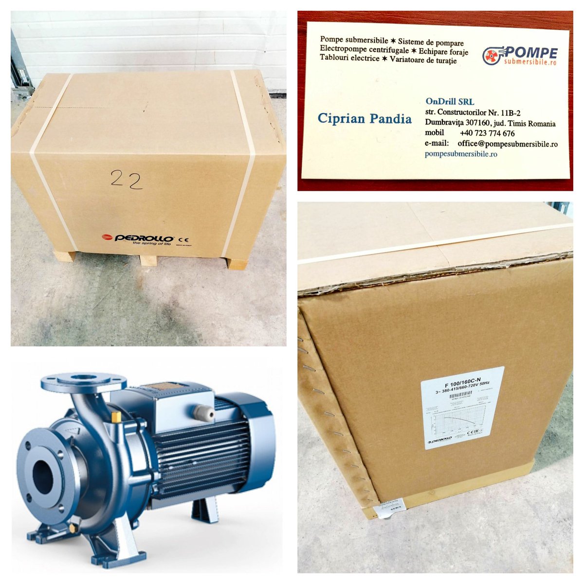 submersibile's tweet photo. Încă o pompă profesională PEDROLLO F100/160C de 15kW putere și un debit maxim de 5000 litri/minut și 126kg livrată către un client direct din stoc ⛑🚛🔧🧰

https://t.co/Lovl4lfQkV https://t.co/6hDMIbPaA9