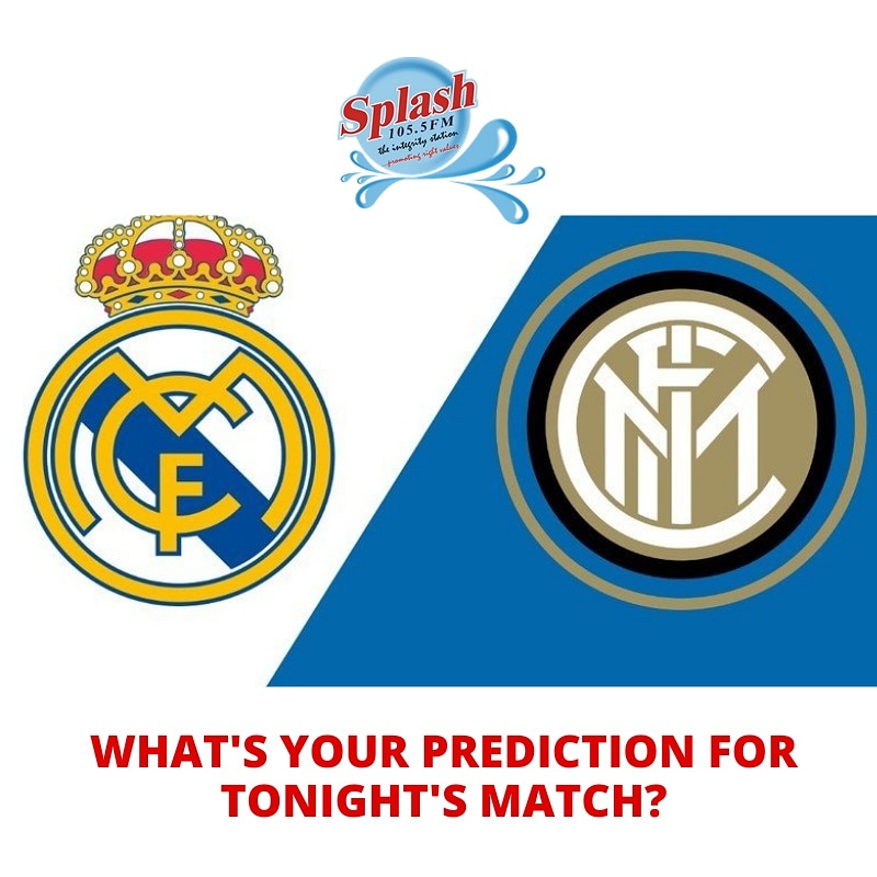 SplashFM1055's tweet photo. What's your prediction for tonight's Champions League Match between Madrid and Inter Milan? 🤔

Let's know in the comment section 👇

#SportsPrediction 
#ChampionsLeague 
#MadridVsInterMilan
#Football
#Splashfm1055 https://t.co/1LOg8Y0pR7