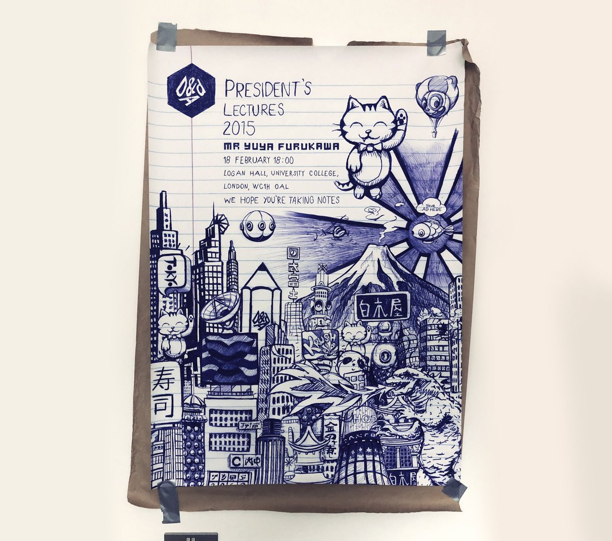 ahstudio724's tweet photo. D&amp;Ad President Lectures Series! We hope you’re taking notes... 
#promotion #posters #campaign #series #illustration #biro #doodles #lectures #notes #students 
#2015 #afterhours #work #archives #tidyup #lockdown  @d_and_ad https://t.co/eoIiVQho57