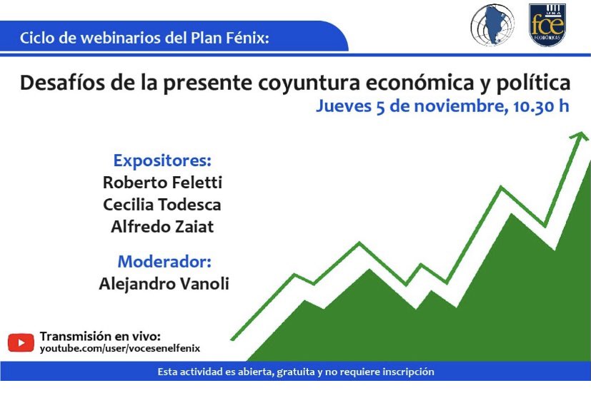 avanoliok's tweet photo. Los invitamos este jueves al primer webinario del Grupo Fénix. Para pensar los desafíos políticos y económicos. Debatiremos con @RobertoFeletti , @AlfredoZaiat y Cecilia Todesca. Los esperamos. https://t.co/vc98B3FQnj