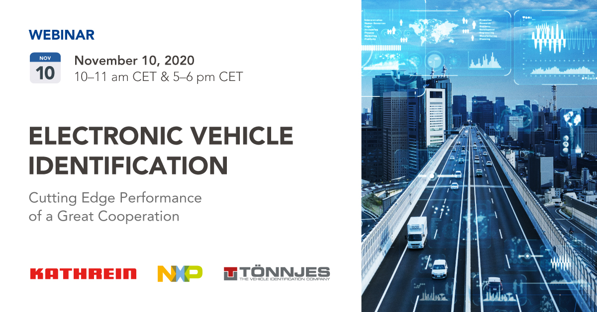 MahdiAustria's tweet photo. Only one more week to go! Join @NXP, @Kathrein_IoT and @TOENNJES for our webinar on Tue Nov 10, 2020, and learn more about electronic vehicle identification using secure @RAINRFID.  https://t.co/Vj3wu5scI3 https://t.co/TQO6W79m3K