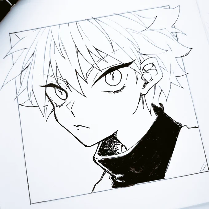 Killua~ Wacom forcing me back to trad art I guess. Would anyone wants commissions like this...? To help with repairs cost....#hxh 