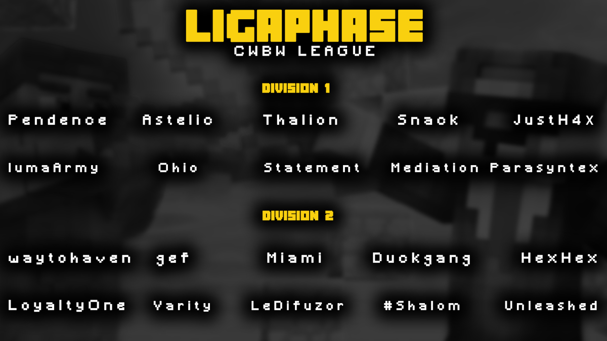 ⭐️ LIGAPHASE ⭐️

Die Placement Games sind zu Ende und die Divisionen stehen nun fest!
Wer sind eure Favoriten in der Division 1 &amp; Division 2?