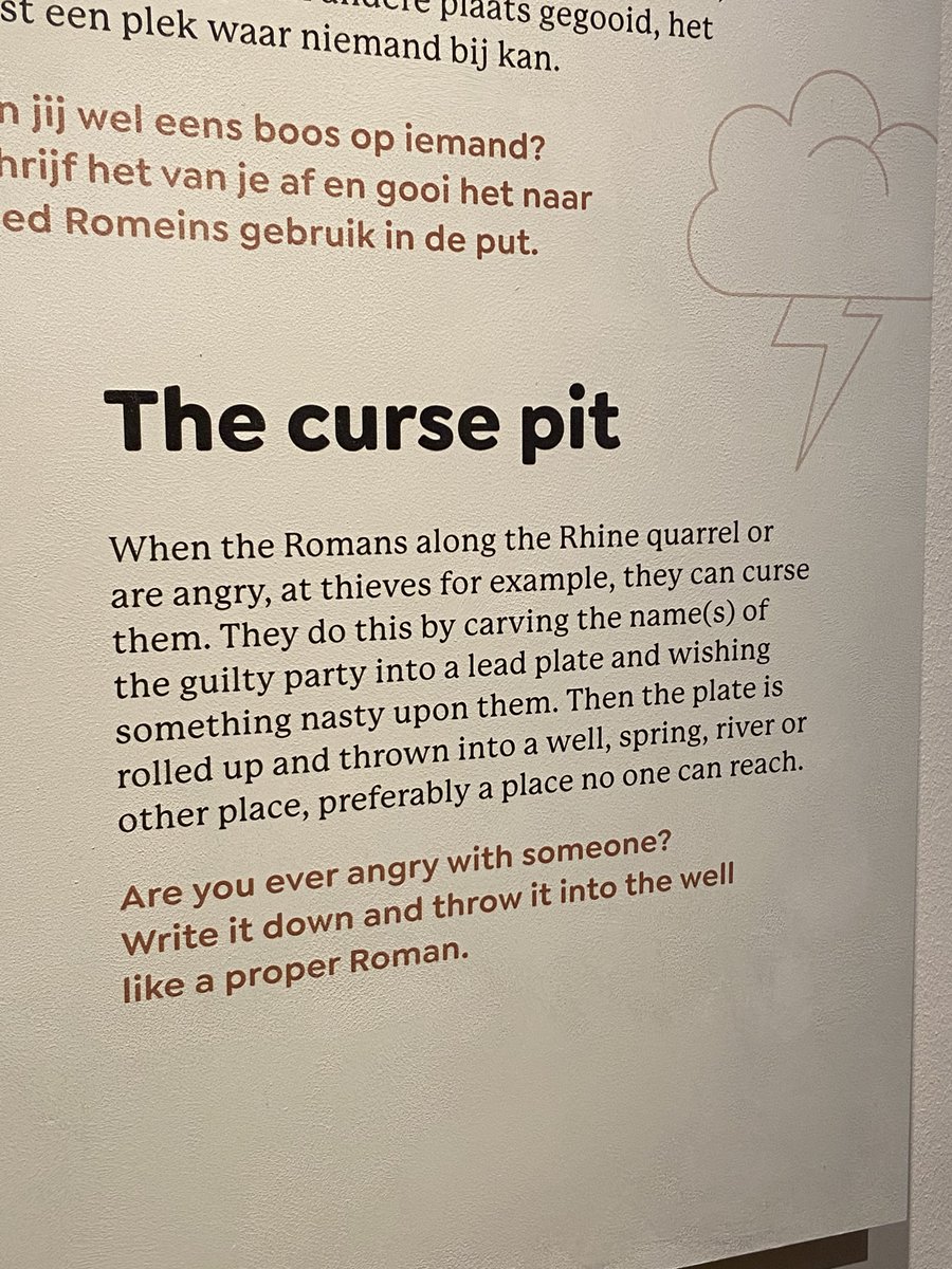 BintheNL's tweet photo. Apropos of nothing (honest!), here's a photo of the curse pit on display at the Romans Along the Rhine exhibit at Rijksmuseum van Oudheden. What's a curse pit? Just click that second photo to learn more. #notabouttrump #nothingtodowithtrump #movealong https://t.co/wjOo4mpRWG
