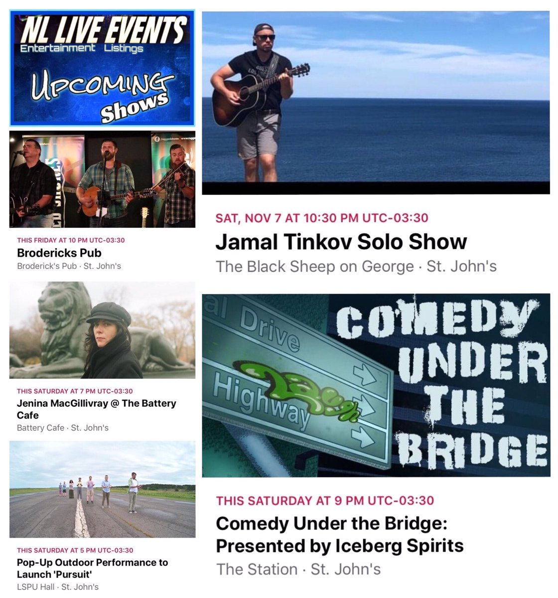 Tuesday Nov 3/2020.
<a href="/greensleevespub/">Green Sleeves Pub</a> <a href="/oreillys_pub/">O'Reilly's Pub</a> <a href="/VOCMOpenline/">VOCM Open Line</a> @VOCMBen <a href="/_MusicNL_/">MusicNL</a> @CBCCrosstalk <a href="/GeorgeStLive/">George Street</a> @StJohnsFun <a href="/BizArtsNL/">Business and Arts NL</a> @RockNLBowl <a href="/RonEllsworth/">Ron Ellsworth</a> <a href="/AngelaMRecord/">Angela Record</a> <a href="/Bluestar0612/">Arlene Churchill- To Each Their Own.</a> <a href="/NewFoundRecords/">NewFound Records</a> <a href="/DowntownStJohns/">Downtown St. John's</a> <a href="/hildacousins/">Hilda Cousins</a> #StJohns