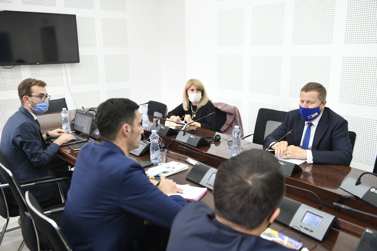 EUAmbKS's tweet photo. Good mtg w/ NISMA-AKR Caucus Leader @endrit_shala. Exchanged views on current developments, SAA implementation &amp; relations in the region. Stressed need 4 reforms, mainly in #ruleoflaw. Reminded Assembly’s role in parlia. oversight &amp; ensuring Gov. keeps focus on EU related reforms https://t.co/qnMnUkPcYd