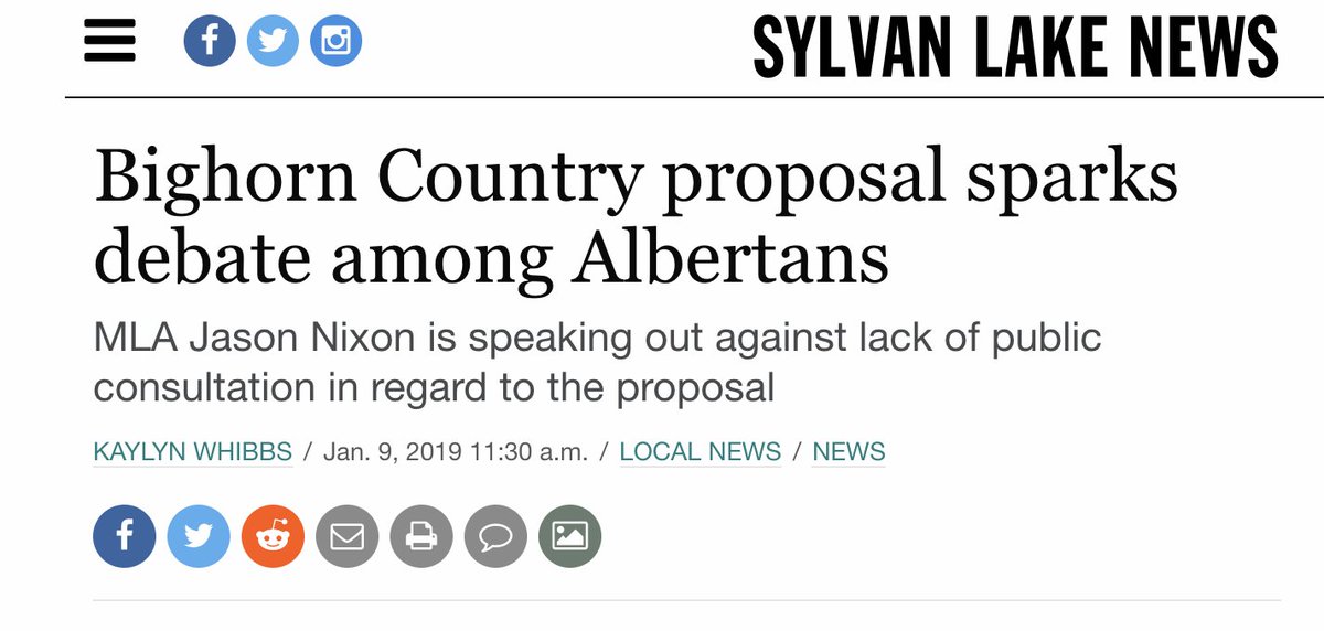Not only does this take away the opportunity of Albertans to speak on an issue clearly important to them, it flies--hypocritically--in the face of the outrage expressed by Minister Nixon over supposed lack of consultation when the NDP proposed turning Bighorn Country into a park