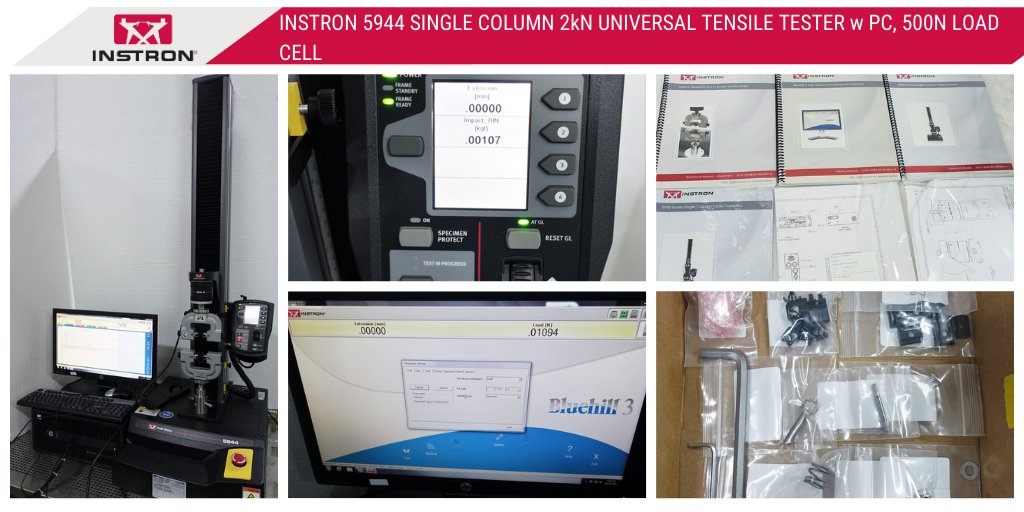 eEquipSurplus's tweet photo. INSTRON 5944 SINGLE COLUMN 2kN UNIVERSAL TENSILE TESTER w PC, 500N LOAD CELL https://t.co/3PGNhcuhE7 https://t.co/bzSXoVPsLM