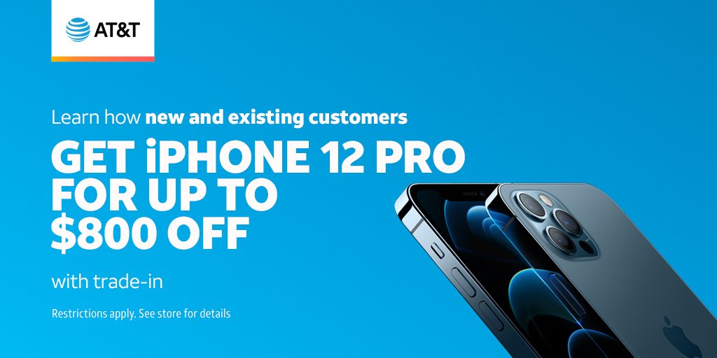AttMilford's tweet photo. The wait is OVER! The #iPhone12PRO with #ATTNationwide5G is here! We've got our best deals for everyone, learn how both new and existing customers can get one for as low as $0 w/ trade in. Call 508-473-0777 for more details or visit us at 140 C South Main St. in Milford MA 01757 https://t.co/AeuhJjs2Ie