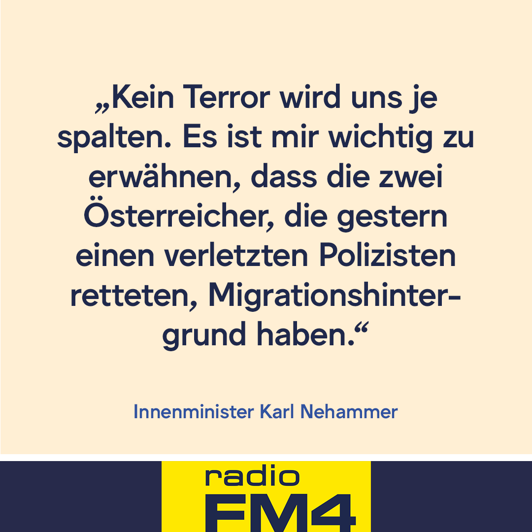 radiofm4's tweet photo. Danke für die klaren Worte! #Wien #anschlag https://t.co/qcNbr1Yqbo