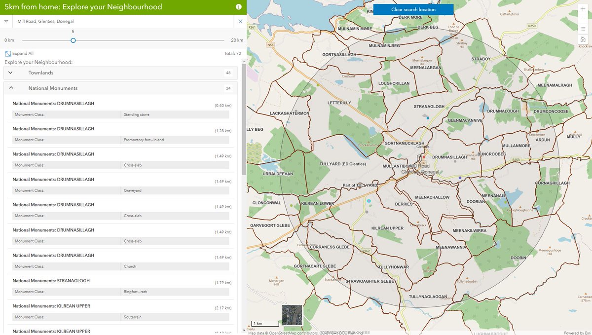 DonegalMaps's tweet photo. Do you know your #Donegal neighbourhood? Do you know your local townlands' names & boundaries? Do you know what National Monuments are near you? Use this #lockdown to explore your 5km Click on the map and see what's near you ➡️https://t.co/QiI0LQgUsO #MapsMakeSense #SenseOfPlace https://t.co/92pzHTyBoF