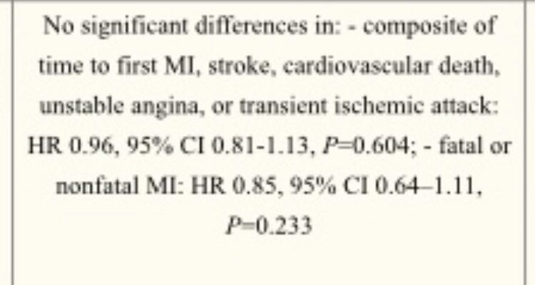 ARRIVE trial - no benefit; bleed more