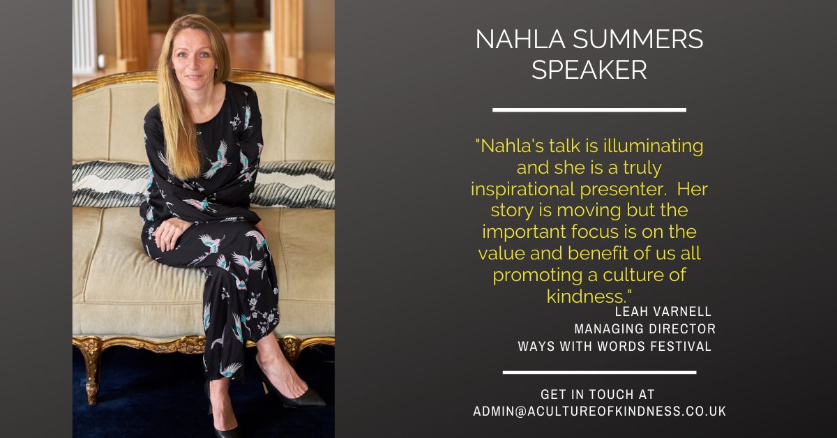 culturekindness's tweet photo. To book Nahla to speak for you, simply get in touch.
Find out more through the link in the Bio.
#acultureofkindness #nahlasummer #1millionactsofkindness #nahlasummersspeaker #kindnessspeaker #kindnessmatters #kindnessmessages https://t.co/jDxUp399MW