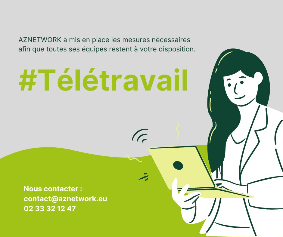 AZNETWORK1's tweet image. [#ActualitésAZ 🗣️] Suite aux annonces gouvernementales liées à l’épidémie du Covid-19, nous souhaitons vous informer qu&apos;AZNETWORK a pris toutes les dispositions nécessaires pour que nos équipes soient en #télétravail.  💻