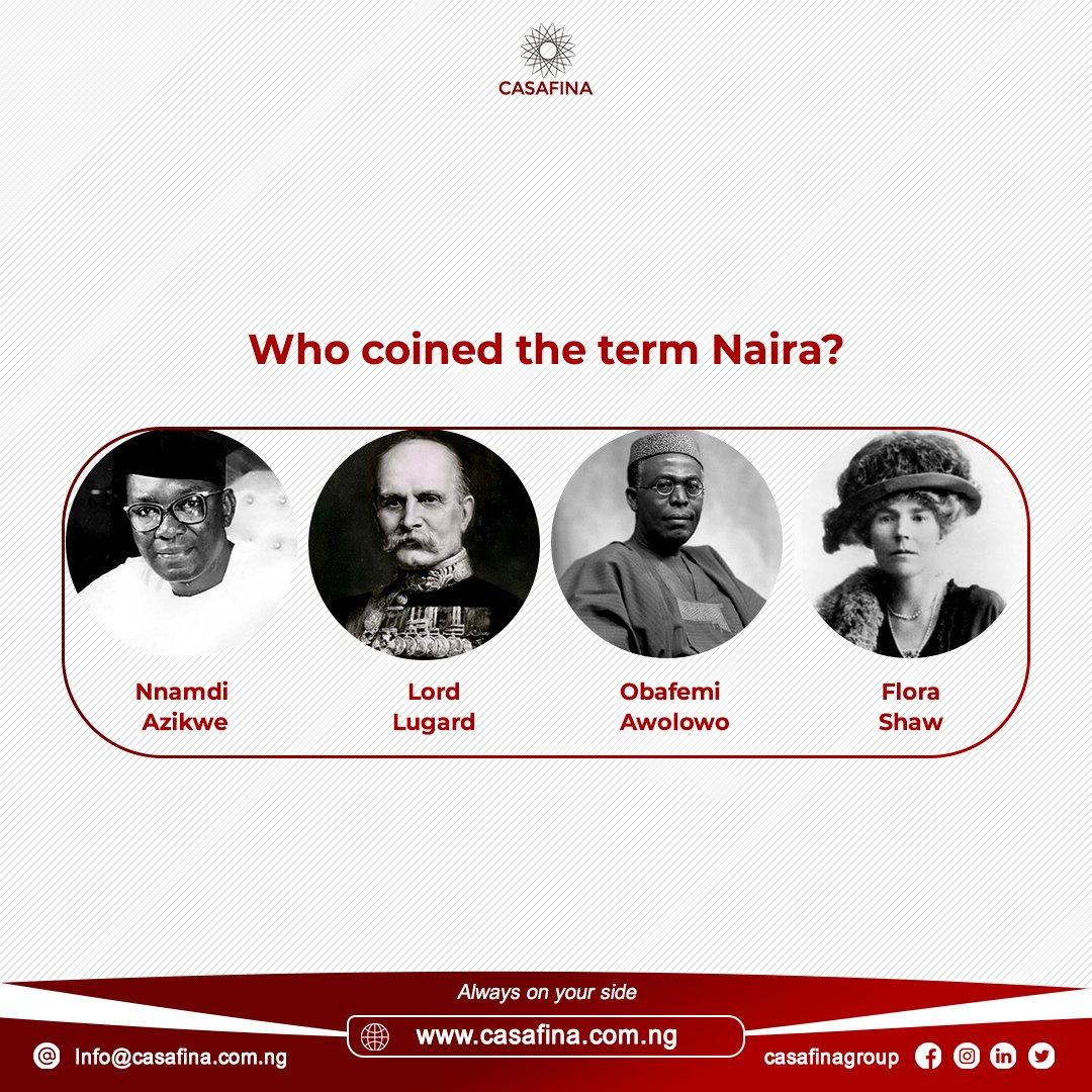 casafina_'s tweet photo. BRAIN TEASER: Who coined the term naira???
Let's see those that know their history๐
#casafinagroup
#Casafinacapital
#Saversclub
#onesqm
#Easyloan
#rto
#alwaysonyourside https://t.co/Hqs6eu5SjQ