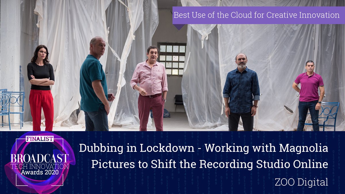 BroadTechAwards's tweet photo. Shortlisted in the Cloud &amp; Media Management category for Best Use of the Cloud for Creative Innovation is Dubbing in Lockdown - Working with Magnolia Pictures to Shift the Recording Studio Online - ZOO Digital @zoodigitalgroup #TechAwards @MagnoliaPics https://t.co/rxwH8Vu0i8