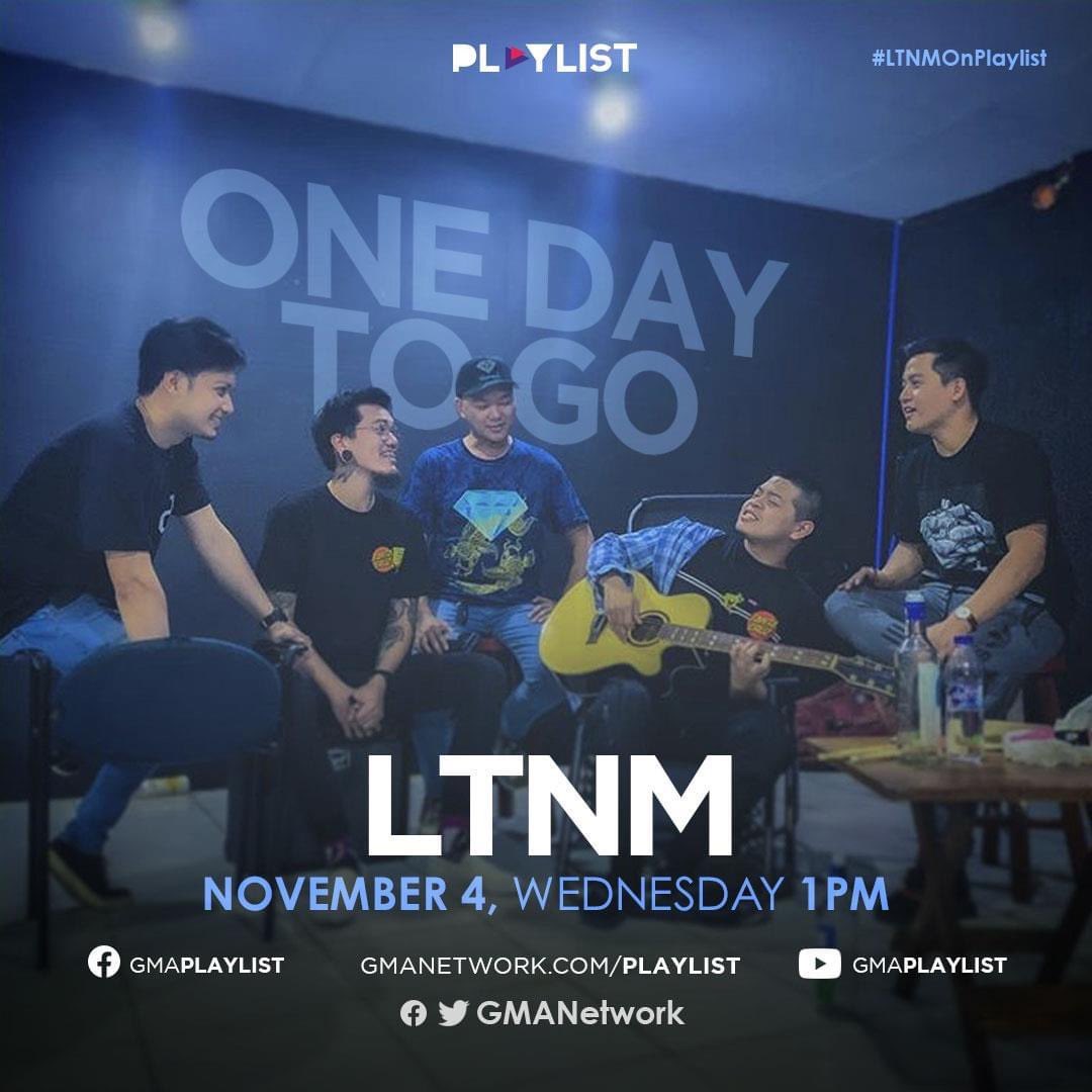 LTNMmusicPH's tweet photo. Takits tayo bukas ng 1pm sa Facebook page ng GMA Playlist. Mag peperform kami at syempre, kwentuhan na din tayo! 🏘 https://t.co/FfWUjLgJgW