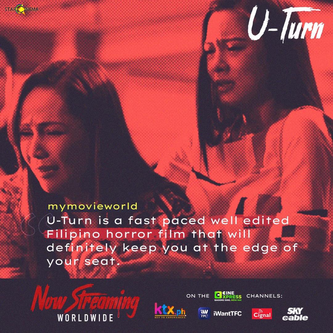 StarCinema's tweet photo. Thank you, my movie world for this review!
#UTurnNowStreaming worldwide! For only 150 pesos per ticket, mapapanood na sa Cinexpress section ng https://t.co/5FUcE3rx4t (https://t.co/XnBmoAI4vx) o iWant TFC (https://t.co/GT7vUI0YN6)... https://t.co/Z4nT31FrAQ