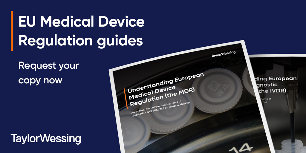 TaylorWessingUK's tweet photo. Find out what your medical device / in vitro diagnostic company needs to do to comply with the EU's MDR and IVDR – request your copy of one or both of our new, comprehensive guides today: https://t.co/rwlW5xKJxh 
#mdr #ivdr #medicaldevices #medtech https://t.co/TFWUE2qQYv