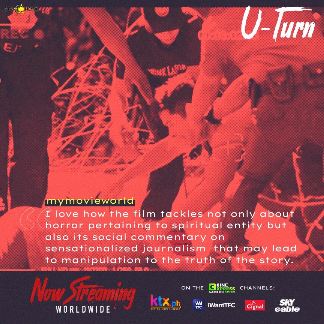 StarCinema's tweet photo. Thank you, my movie world for this review!
#UTurnNowStreaming worldwide! For only 150 pesos per ticket, mapapanood na sa Cinexpress section ng https://t.co/5FUcE3rx4t (https://t.co/XnBmoAI4vx) o iWant TFC (https://t.co/GT7vUI0YN6)... https://t.co/Z4nT31FrAQ