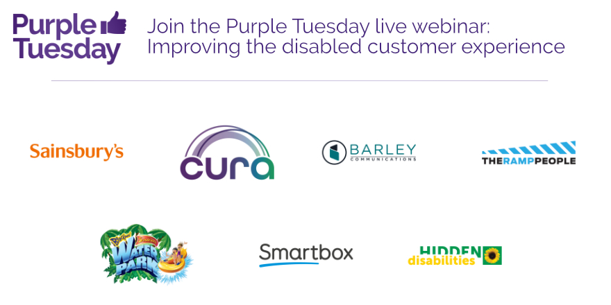 PurpleTuesNov's tweet photo. Register for our live webinar at 4pm: ‘Improving the Disabled Customer Experience to hear from organisations that have shown leadership in delivering a good disabled customer experience.

Register for your place.
https://t.co/VFukqkRzsm

#ThumbsUp for #PurpleTuesday https://t.co/Um2LXdINMc