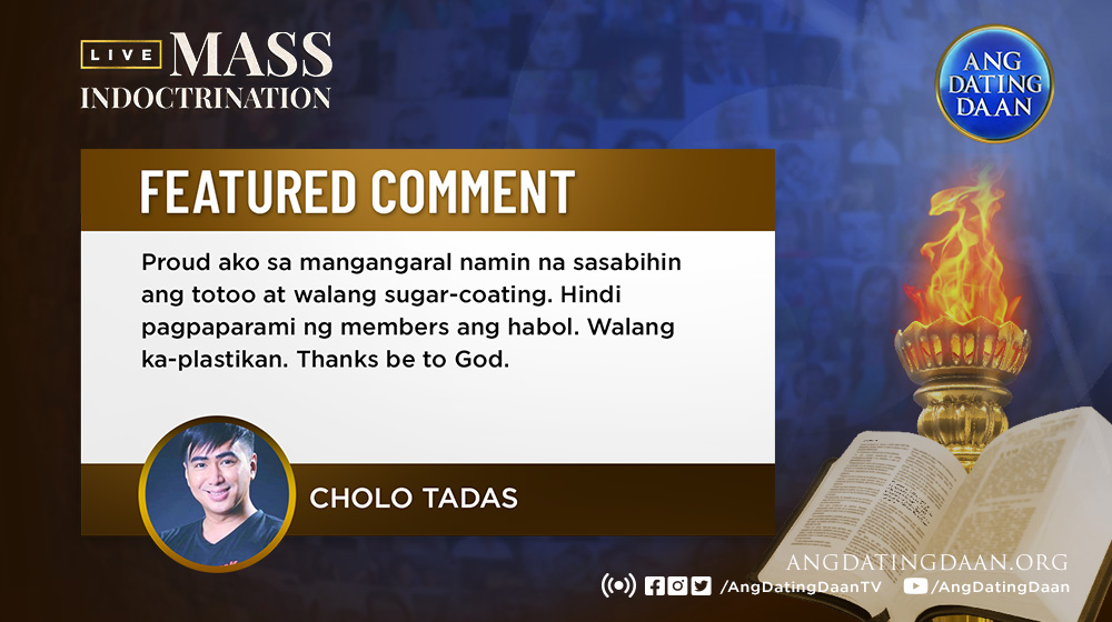 AngDatingDaanTV's tweet photo. What makes Ang Dating Daan’s Mass Indoctrination different?

Read the reactions and comments of our guests last week and see for yourself. 

#PureDoctrinesOfChrist https://t.co/Ka0U3yjwgn