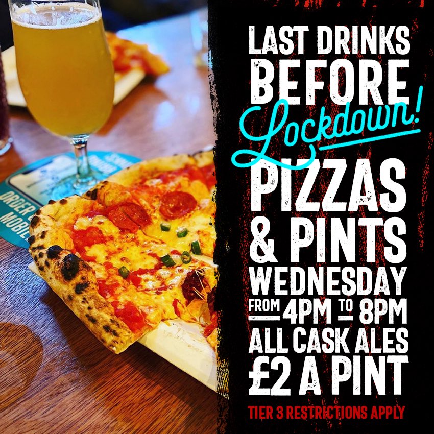 One last hurrah for a few weeks! 😭 would be great to see you! 🍕 🍺 #stayinwigan #pintsandpizzas