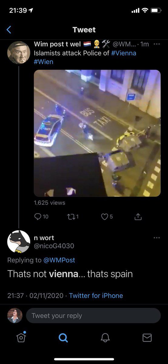 Videos and media were now being injected into this void of credible information that had nothing to do with these attacks, or even Vienna. One piece of footage, of police chasing down a fleeing suspect, circulated with various accusations of its original filming location.