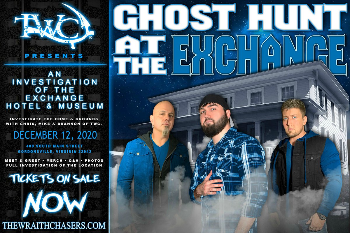 Wraith_Chasers's tweet photo. Wraith Tour 2020 continues in December as we go back to
The Exchange Hotel in Gordonsville VA.
Join us and visit one of the most active locations we've been to!
THIS EVENT IS 50% SOLD OUT ALREADY
https://t.co/hBjS1d20Lh
#WraithTour2020 https://t.co/nz8JlbOWI6