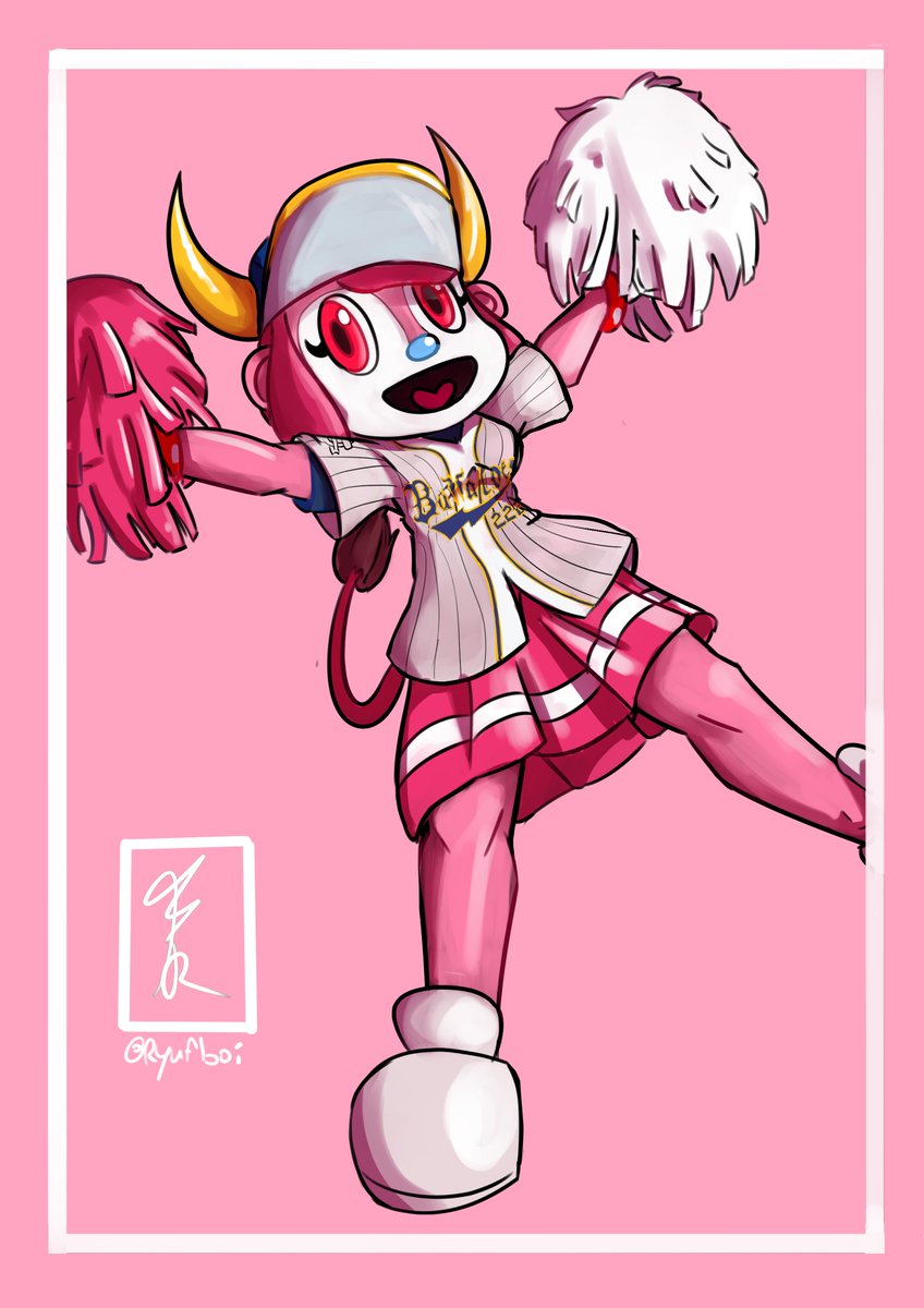 RyufBoi's tweet photo. Quick piece I made because I saw this cute Mascot on twitter even tho I never watched a game of baseball.
#Pink #BuffaloBell #DigitalArt https://t.co/KoJqSpsyPO