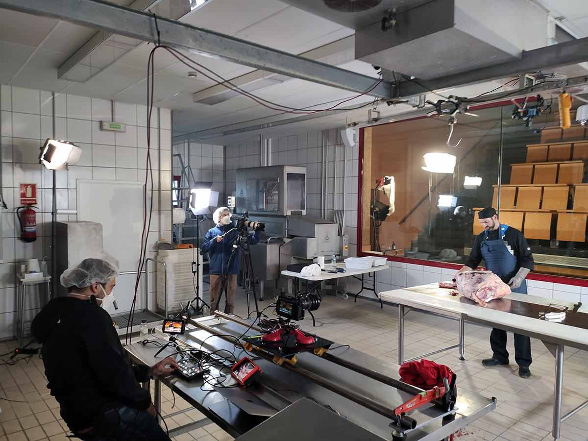 irtacat's tweet photo. A l'IRTA de Monells estem preparant un vídeo formatiu per conèixer com desfer una canal de #vedella comparant la manera francesa amb la catalana.

Així, ampliem la formació dels carnissers i podem identificar noves tècniques d'especejament, en el marc del projecte #DIETAPYR2 https://t.co/Jncn6WOVKh
