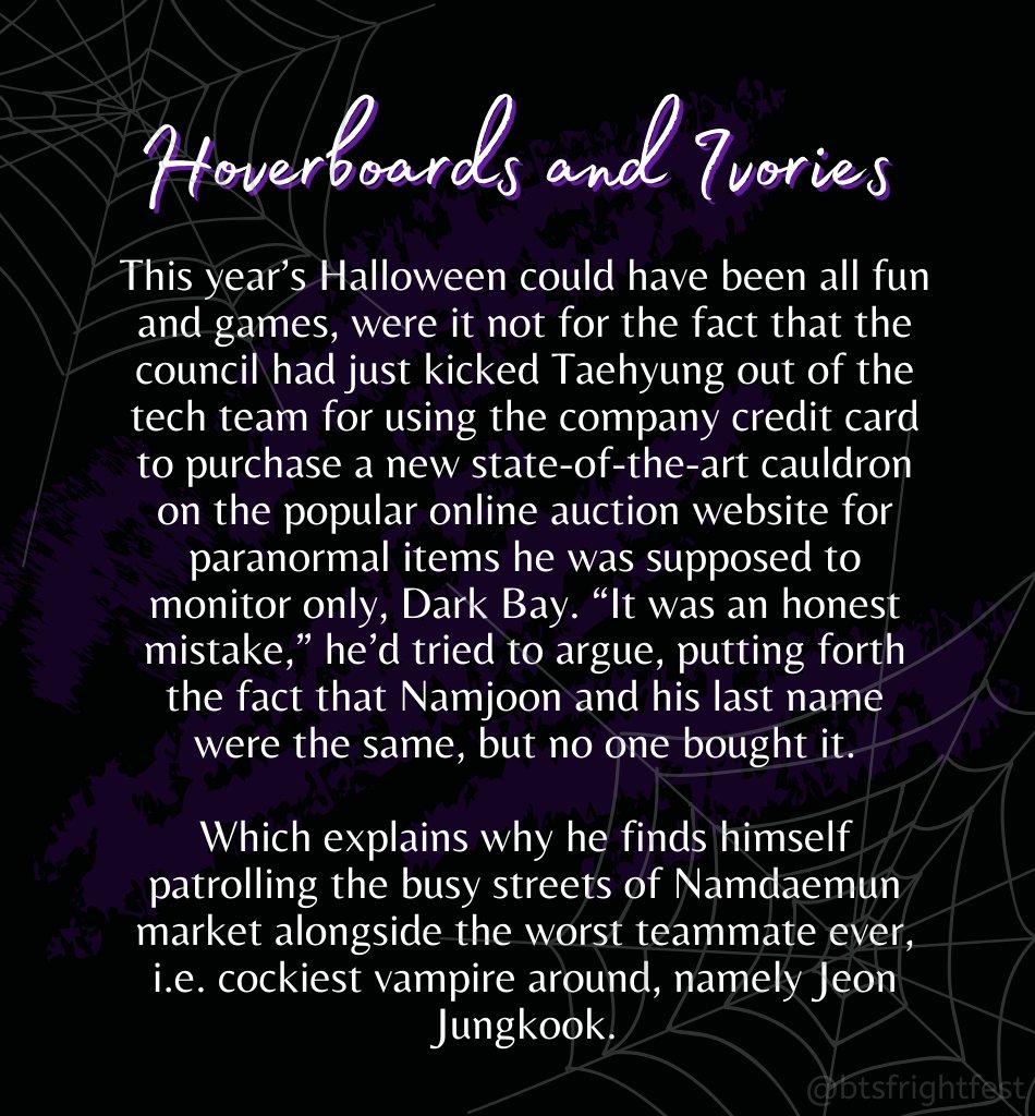 btsfrightfest's tweet photo. Hoverboards and Ivories

👻 Taekook
👻 1.5k (2/?, WIP)
👻 Teen And Up Audiences
👻 Enemies to Friends to Lovers, Bickering, Witch Taehyung, Vampire Jungkook, Magical Artifacts, Demon Summoning, Eventual Fluff, Happy Ending

https://t.co/TIRKHLqDeV https://t.co/O3qjaXZXWM